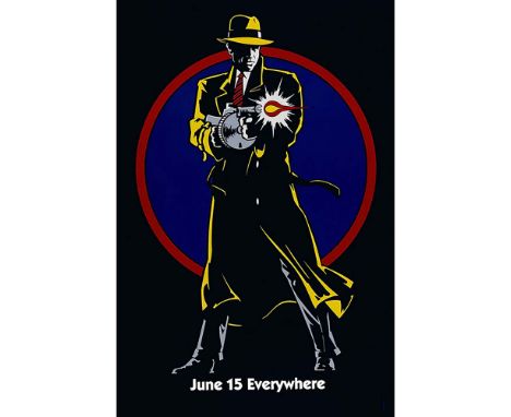 Striking original promotional movie poster for Dick Tracy (1990), featuring the bold, graphic neo-noir artwork that became sy