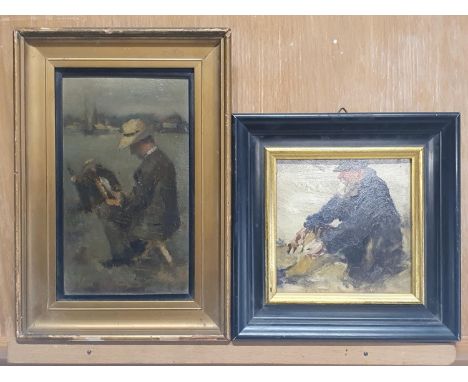 Two small oil on board portraits, no signatures present. Smaller portrait has provenance to the estate of Julius Runge to rev