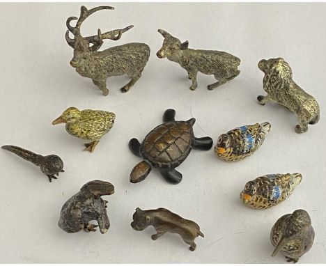 A selection of small cold painted bronze animals.