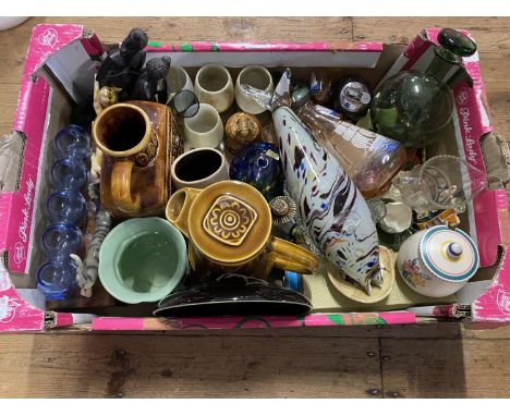 A job lot of assorted collectibles including Poole pottery and 1970's glass fish
