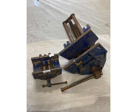 One large and one smaller Record bench vice, shipping unavailable