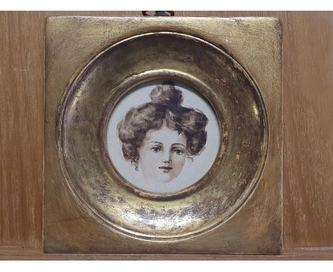 A small framed miniature portrait of a Lady, from the sketch book of Hermann Hahn (1858 - 1942) 14cm x 14cm.