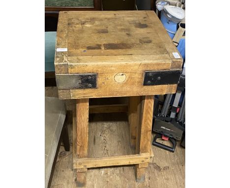 A large vintage butchers block H88 x W46 x D46cm, shipping unavailable