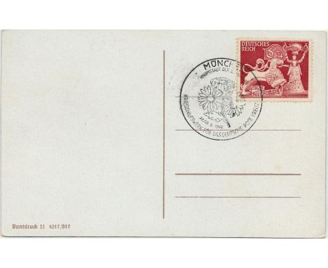 1942 Deutsches Reich Postcard Tenth Anniv of National Goldsmiths institution 6pf +4pf. 1942 Coloured Postcard 22/23 8 1942 Mu