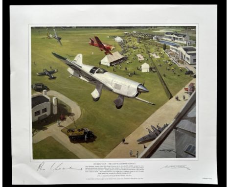 Multi signed Limited Edition colour Military print Titled 1938 Kings Cup. Signed by Michael Turner (Artist) and Alex Henshaw 