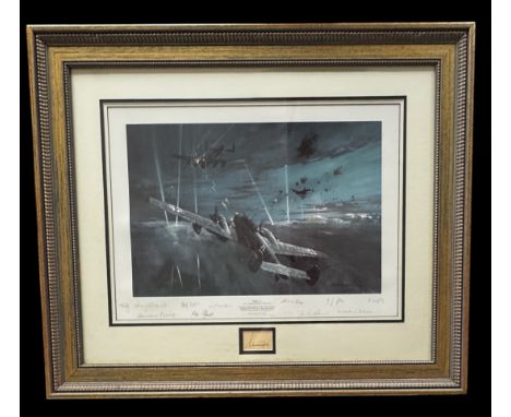 Multi signed Limited Edition Aviation WWII print. Michael turner (Artist), Martin Drewes, Wolfgang Falk, Hermann Greiner, Joa