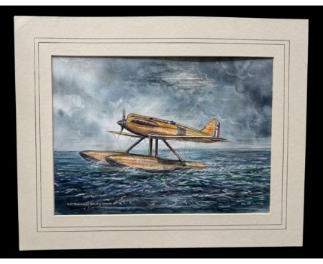 Phil May signed Original Watercolour painting Titled Gloster Golden Arrow. Mounted, Measures 18x15 inch appx. Good condition.