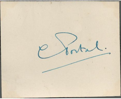 Air Chief Marshall Sir Charles Portal KGC,DSO+Bar signed card with accompanying letter dated 1st February, 1944. Served in th