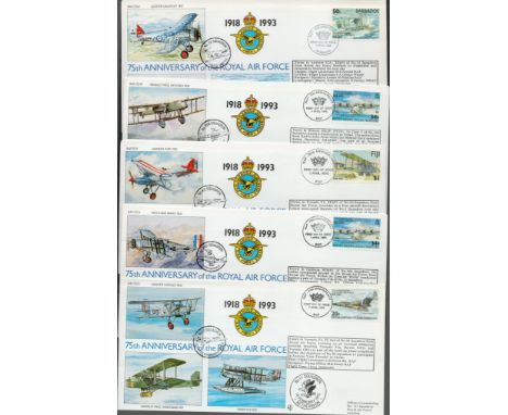 RAF Collection of 10 75th ANNIVERSARY OF RAF Cover 1 April 1993 First Day of Issue Postmarks on 75th Anniv of RAF 1918 - 1993
