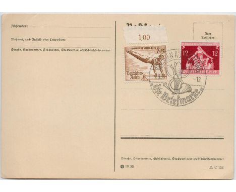 1936 Deutsches Reich Germany Postcard with Special Postmark UN used. 4 8 36 Dresden ausselung diz brizfmarke Postmark on Un u