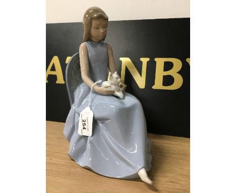 LARGE NAO FIGURE ' GIRL WITH CAT '