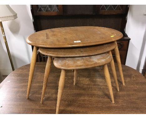 VINTAGE ERCOL NEST OF "PEBBLE" TABLES (NEEDS CLEANED)