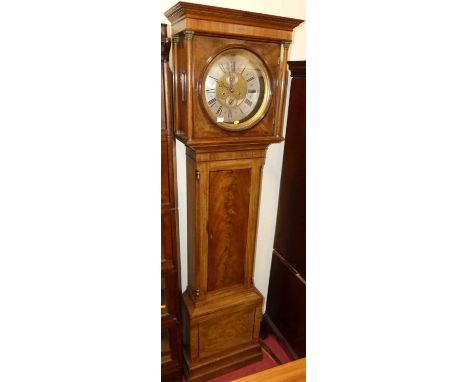 A 19th century fiddleback mahogany and crossbanded longcase clock, the circular silvered dial signed O. Orves Lewisham, with 