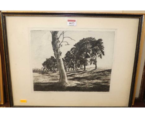 Alfred Blundell (1883-1968) - The Breckland at Icklingham, etching, signed and titled in pencil to the margin, 23 x 30cm; tog