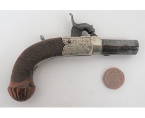 Mid 19th Century Small Scale Percussion Pocket Pistol by Osborne &amp; Jackson 1 1/4 inch, 120 bore, smoothbore, turn off ste