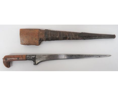 Early 19th Century Indo Persian Peshkabz Knife 11 inch, single edged blade widening at the forte. &nbsp;Steel ferrule. &nbsp;