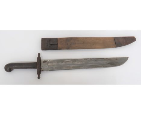 Austrian M1862 Pioneers Falchion Short Sword 18 inch, heavy set, single edged blade. &nbsp;One side flat. &nbsp;The reverse w
