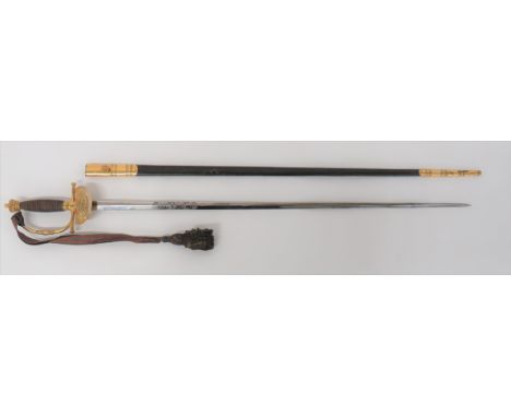 William IV Court Dress Sword by Firmin 30 3/4 inch, double edged, narrow blade. &nbsp;Etched, crowned WRIV cypher with laurel
