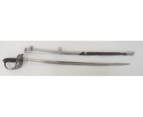 1827 Pattern Attributed 49th Middlesex Rifle Volunteers Sword 32 3/4 inch, single edged blade with large fuller. &nbsp;Etched