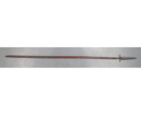 Rare Napoleonic Wars Sergeant's Spontoon Pike 12 inch, double edged leaf blade. &nbsp;Lower pointed crossbar. &nbsp;Steel fix