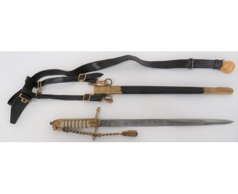 Post 1935 Midshipman's Royal Navy Dirk by Wilkinson 18 inch, single edged blade. &nbsp;Etched foliage scroll panels, Kings cr