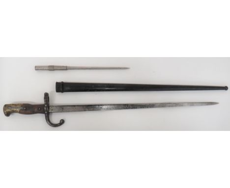French M1874 Gras Bayonet 20 1/2 inch, single edged, T section blade. &nbsp;Steel hook quillon and muzzle ring. &nbsp;Brass p