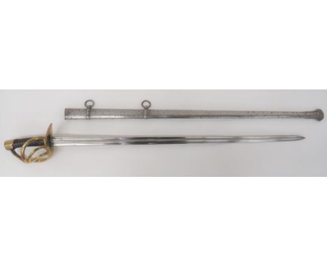 Waterloo Period French AN1X Heavy Cavalry Trooper's Sword 37 3/4 inch, single edged, spear point blade with double fullers. &