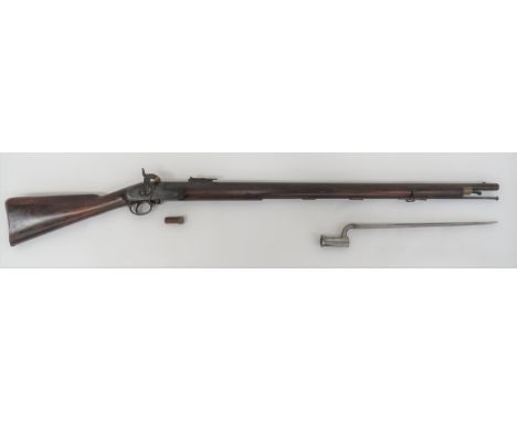 British P1842/51 Minié Rifled Musket&nbsp; .700 cal, four groove, rifled, 39 inch barrel. &nbsp;Front blade sight and rear, l