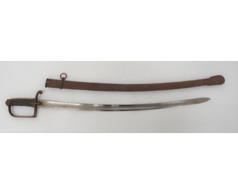 Scarce 1788 PatternLight Cavalry Sword 32 3/4 inch, single edged, slightly curved blade with large fuller.  Steel, D shape kn