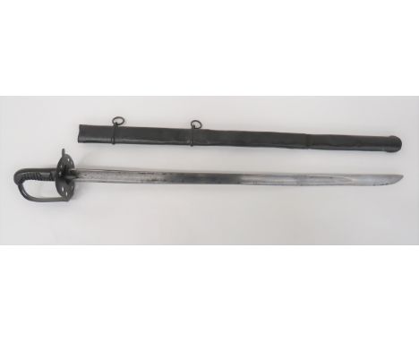 Waterloo Period 1796 Heavy Cavalry Trooper's Sword 34 3/4 inch, single edged hatchet point blade with large fuller. &nbsp;Bac