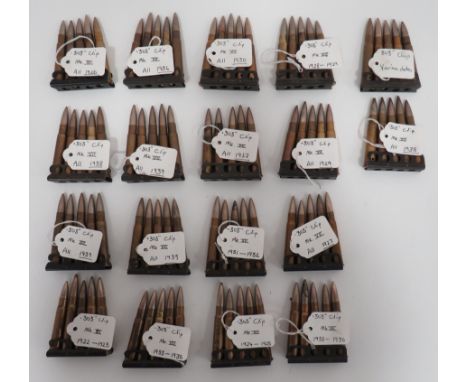 Good Collection of Pre WW2&nbsp;Inert .303 Ammunition In Clips clips of dated rounds include 1922-23 ... 1924-25 ... 1926 ...