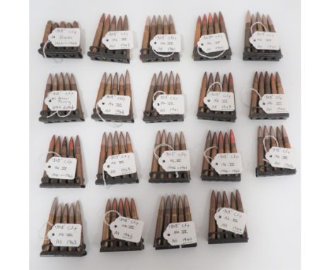 Good Collection of WW2&nbsp;Inert .303 Ammunition In Clips clips of dated rounds include 1940 ... 1941 ... 1942 ... 1943 ... 