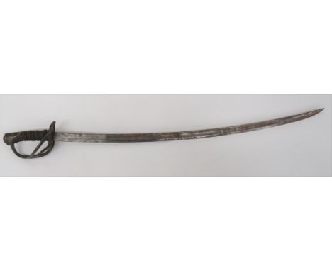 French Model 1822 Light Cavalry Sword 36 inch, single edged, slightly curved blade. &nbsp;Large fuller with narrow rear fulle