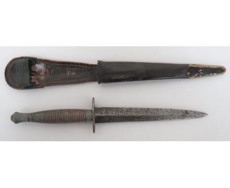 Third Pattern F &amp; S Commando Knife 6 1/2 inch, double edged blade. &nbsp;Oval, steel crossguard. &nbsp;Alloy ribbed grip 