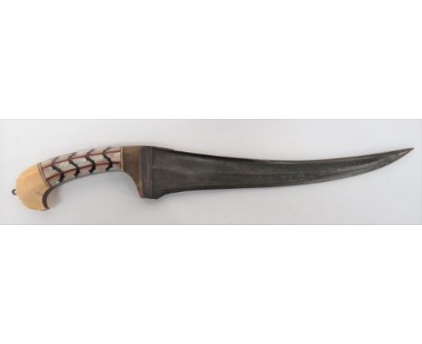 19th Century Indo Persian Jambiya 9 3/4 inch, single edged, slightly curved, T section blade with double wide fullers. &nbsp;