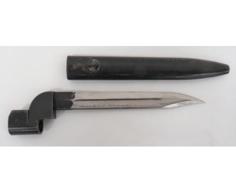 Scarce Maker "Francis Barnett Ltd" No 9 MKI Bayonet 8 inch, single edged, clipped point blade with fuller. &nbsp;Blackened so