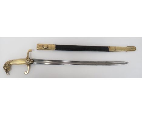 Early 19th Century British Band Sword 20 inch, single edged blade with back edge sharpened point. &nbsp;Wide fuller running t