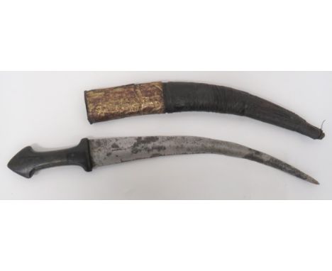 &nbsp;Large Form North Africa&nbsp;Jambiya 17 inch, double edged, curved blade. &nbsp;Polished wood, single section grip. &nb