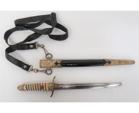 M1883 Officer's Japanese Naval Dirk 8 3/4 inch, single edged blade with narrow fuller. &nbsp;Brass habaki. &nbsp;Brass, S sha