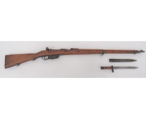 Deactivated M95 Austrian Steyr Rifle and Bayonet 30 inch, 8 mm barrel. &nbsp;Front blade sight and rear flip up ladder sight.