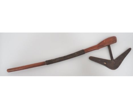 Late 19th Century African Zulu Tlokoa Axe 9 1/2 inch, single edged, crescent shaped head with central securing spike. &nbsp;P