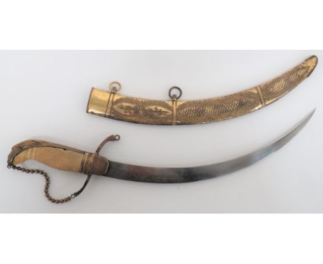 Fine Georgian Period Royal Navy Officer's Dirk 12 1/2 inch, single edged, curved blade. &nbsp;Etched stand of arms and floral