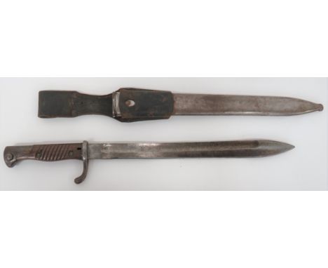 WW1 German G98/05 Butcher Bayonet 14 1/4 inch, single edged blade widening towards the point. &nbsp;Wide fuller. &nbsp;Forte 