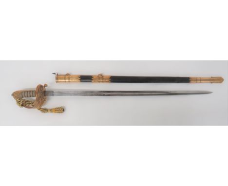 Victorian Royal Navy Officer's Sword By Wilkinson 31 inch, single edged blade with sharpened back edge point. &nbsp;Central f