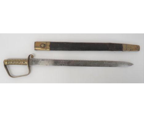 2nd East Kent Regiment British 1856 Pattern Pioneer's Sword 22 1/2 inch, single edged blade with back edge sharpened point. &