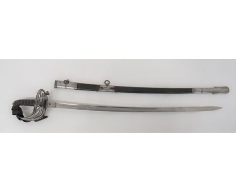 Victorian Victoria Rifles London Officer's Sword 32 3/4 inch, single edged, slightly curved blade with fuller. &nbsp;Etched f