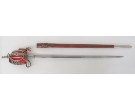 Victorian Royal Scots Officer's Broadsword 33 inch, double edged blade. &nbsp;Narrow, double fullers and similar to the forte