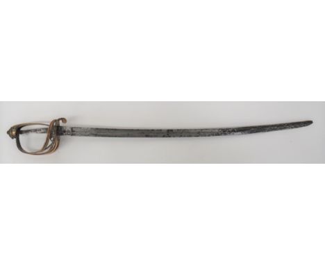 Victorian Welsh 1822/45 Infantry Officer's Sword Brecon Rifles 30 3/4 inch, single edged, slightly curved blade with large fu