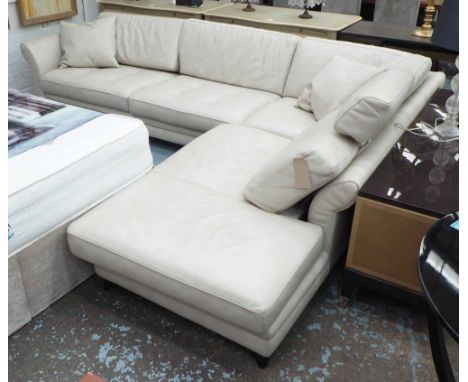 CORNER SOFA, 'Reflection', by Roche Bobois, in cream leather, 78cm H x 300cm x 240cm. (with faults)