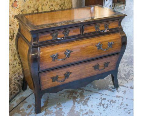 THEODORE ALEXANDER COMMODE, Louis XV style bombe cherrywood with two short and two long drawers, stamped 'Chateau de Vallois'
